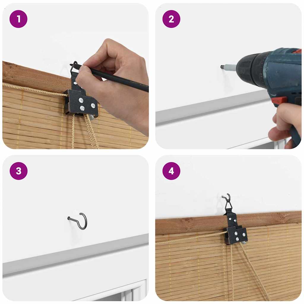 Window Blinds & Shades Other Manual Light Brown Bamboo